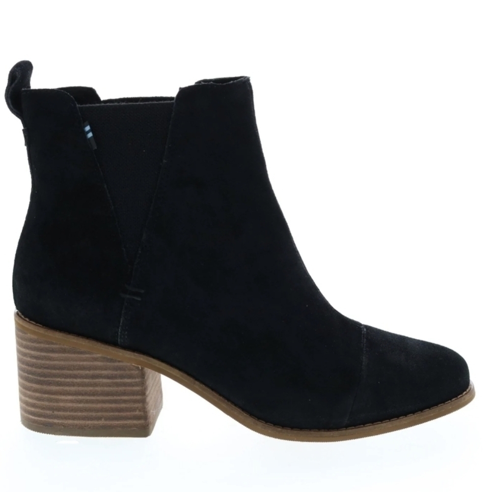 Toms Women Esme Suede Ankle Block Heels shoes booties sz 8.5